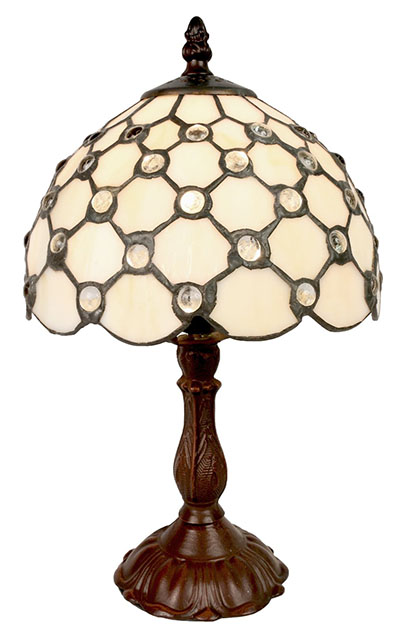 Tiffany Cream Jewelled Small Lamp - Click Image to Close